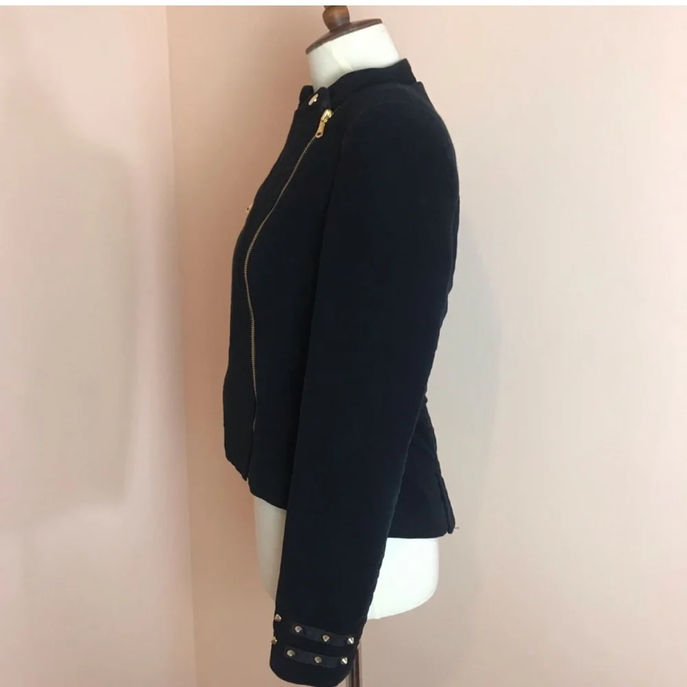 ZARA Trafaluc Spiked Cotton Velvet Asymmetrical Zip Front Utility Jacket Sz S - Picture 14 of 15